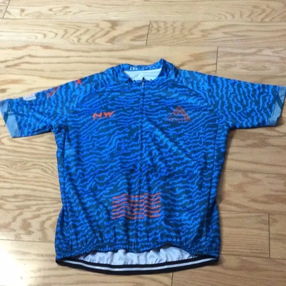 1X NW blue zig zag print full zip cycling jersey - Picture 3 of 16